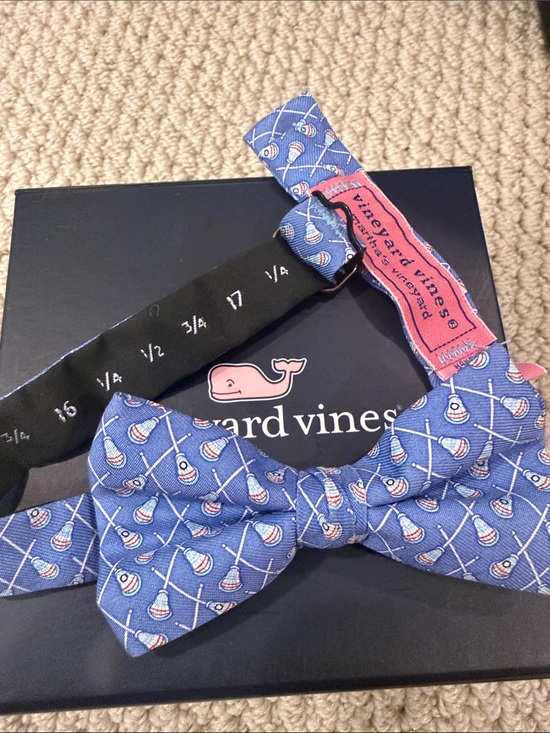 Vineyard Vines Other - Vineyard Vines Blue Nautical Silk Bow Tie with lacrosse sticks
